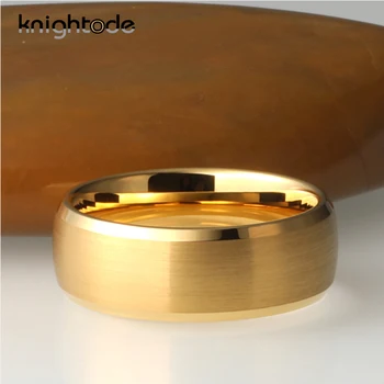 6 mm 8 mm Zlatni Vjenčani Prsten od volfram karbida Za muškarce i žene Par Prstena Kupole Mat izgleda Skošene ruba Ugodno slijetanje