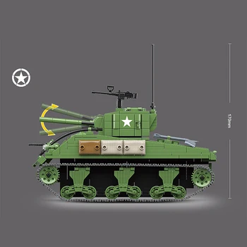 726 kom. AMERIČKI Model tenk Sherman M4A1 Construction kit za slaganje Blokova WW2 Grad Tenkova Djeca Vojnici Oružje Cigle Dječje igračke, Pokloni