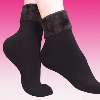 8 Parova Ženske, muške zimske termalne čarape, Debele i tople vunene kašmir zimske čarape Crni baršun čizme kaki, vesela zabava čarape