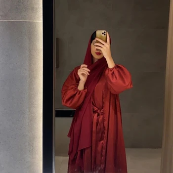 Abaja Dubai Turska Islam Indijski Саудовский Arapski Muslimanski Setove haljine za žene Kaftan Mujer Vestido Dugački Ogrtač kimono Femme Musulmane