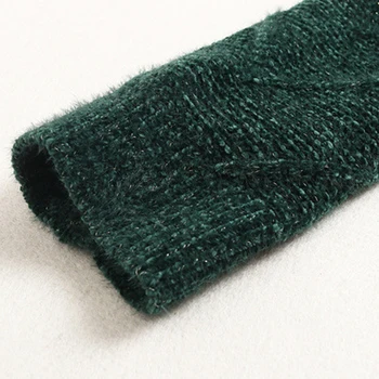 AELESEEN Za žene Komplet od 2 predmeta Jesen zima Pista Moderan zeleni pletene džemper +замшевая suknja s po cijeloj površini u obliku vala Svakodnevne palačinke