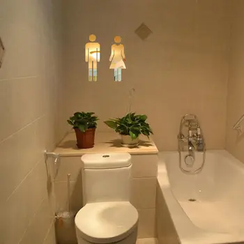 Akrilna Naljepnicu na vrata wc-a za kupaonicu 3D Naljepnica zid za MUŠKARCE i žene Skup Wc/Kupaona/WC, Ljepljive naljepnice Ogledalo