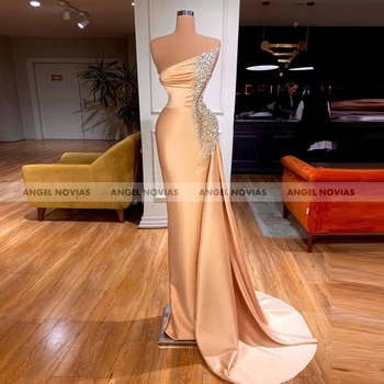 ANĐEO НОВИАС Novi dolazak Duga Атласное večernja haljina Sirena boje Šampanjca 2021 Kristali Elegantne arapski haljina za prom Сукенки Dame