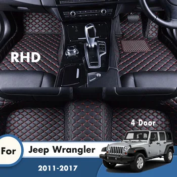 Auto-Tepisi RHD za Jeep Wrangler 4 Vrata 2017 2016 2013 2012 2011 Tepiha Na red za polaganje Auto dodatna Oprema za interijer