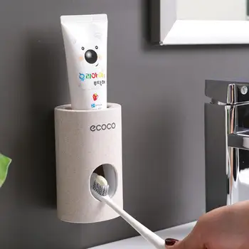 Automatski Dozator pasta za zube ECOCO Prašinu Držač četkica za zube od pšenične slame Zid Sokovnik za pastu za zube za kupaonicu