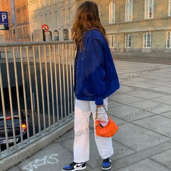 B-TOTO Proljeće I Ljeto Novi Stil su Bijela i Plava jakna za alate Ulica monotono pamučna jakna dugih rukava 2021