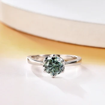 Balet klasični vjenčani prsten Gem's Za žene Srebro 925 sterling 1,0 ct Green Муассанит Dijamanti Prsten s dragim kamenom Fin nakit Pokloni