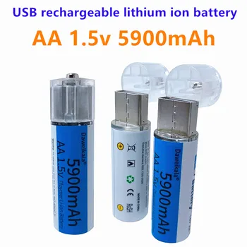 Baterije AA od 1,5 5900 mah USB Punjiva litij-ionska baterija baterija baterija Baterija baterija baterija baterija Baterija aa 1,5 v za Daljinsko Upravljanje Plišani Lampa Batery