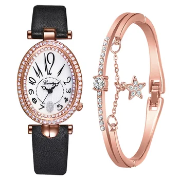 Berba ženski sat Kožnu narukvicu s dijamantima Dizajn Retro Ženski ručni sat jednostavnoj haljini Kristalno sat Relogio Feminino