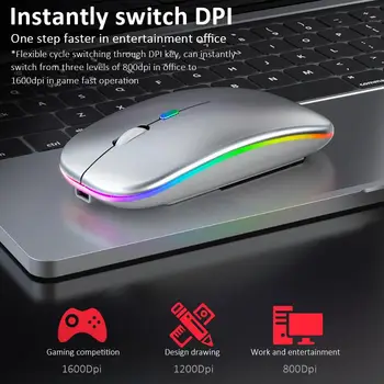 Bežični Miš 1600 dpi Punjive Bešumni Ergonomski Miš Na 2,4 Ghz Bluetooth 5.1 Двухрежимная Miš Za laptop Macbook Gamer Gaming
