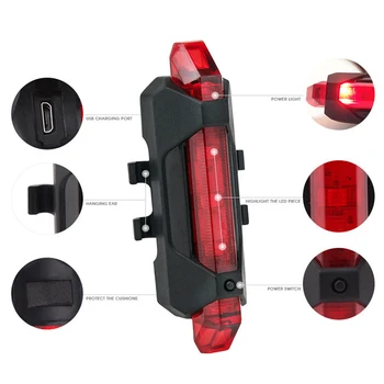 Biciklistička Fenjer USB Punjiva LED Stražnja svjetla Stražnji USB Stražnji Upozorenje o Sigurnosti Bicikl Biciklistička Lampa Ručni Flash Super Svijetle