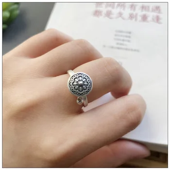 BOEYCJR CopperSix Riječ Poslovice Molitvenog kotač Vrti Otvoreni prsten ženske Berba Modni nakit imaju promjenu sreće prijevoz