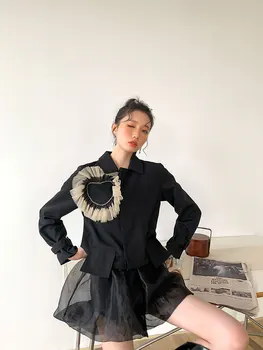 CHEERART Srce Rešetka Crna укороченная jakna za žene 2021 Jesen Modni dizajner kaput s kapuljačom odjeća Korejski jakna Odijevanje