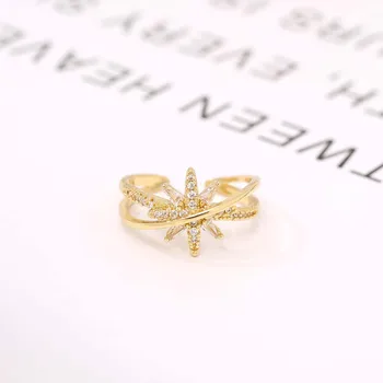 CHENGXUN 2021 Novi Modni prsten u obliku zvijezde za ruke za žene i djevojčice Zlatne boje Podesivi prozori na Prstenje Nakit Angažman Анилло