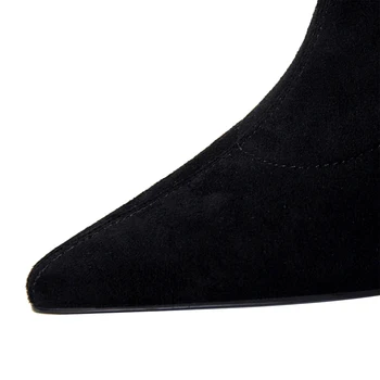 Cipele BIGTREE s oštrim vrhom Ženske čizme iznad koljena 2022 Nove jesensko-zimske cipele na metalnom petu Duge čizme na visoku petu Veličina 43