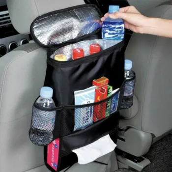 Crna Organizator stražnjeg sjedala Automobila Torba za pohranu Auto Rotirajući torba s nekoliko džepova Za pohranu Auto Kutija za maramice Auto-stil
