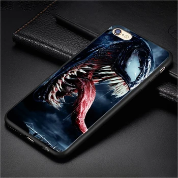 Crna silikonska torbica Venom Marvel cool za Apple iPhone 13 12 11 SE XS XR X 7 8 6 5 S mini Plus Pro MAX 2020 Torbica za telefon