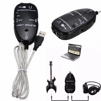 Crni Adapter električna gitara Na Sučelje USB Priključni Kabel Audio Adapter za Snimanje na PC/MAC