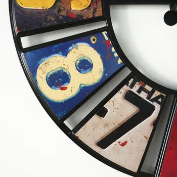 Digitalni okrugli klasicni zidni sat kreativni registarske pločice zidne satove naljepnica željeza dekorativni satovi