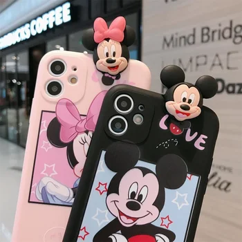 Disney Kawai Mickey Minnie Mouse s mini ogledalo za šminkanje na pertla za iphone 12 11 pro max xs xr x se 7 8 plus torbica za djevojke