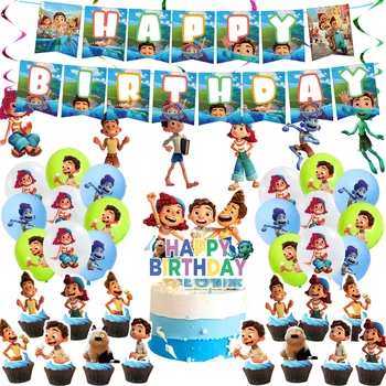 Disney Luka Dječji Rođendan Torta Pozadinu Zalijepite Niz Dekorativnih Elemenata