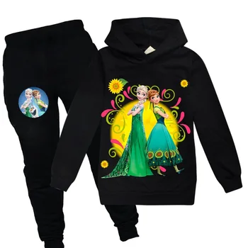 Disney Slatka Smrznuti Elsa Print Majica sa kapuljačom Hlače Kit Kaput, Hlače Majica sa kapuljačom Odjeća za djevojčice Dječji Komplet kućne odjeće