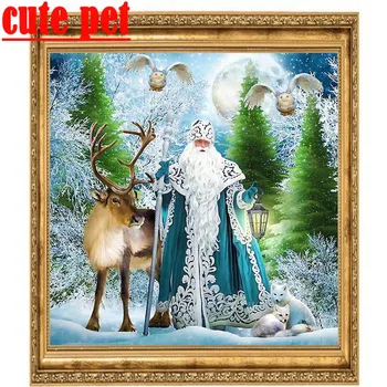 Diy Diamond Slikarstvo, Mozaik Djed Mraz Rhinestones Vez Vez križem u ruskom stilu 3D Slike Vez Božićni poklon