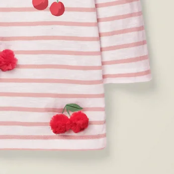 Djeca 2021 Jesenski branded odjeću Dječje pink prugasta majica s aplikacija od voća Jesen odjeća za djevojčice 2-7 godina 52072