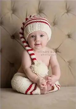 Dječji foto Rekvizite Elf šešir + hlače Odijelo Novorođenčeta Rekvizite za snimanje fotografija Вязаная kapa za novorođenče Odjeću za djevojčice