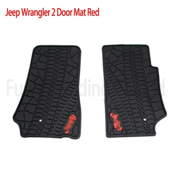 Dobru kvalitetu Za Jeep Wrangler Crne Gume Auto Mat Crna s Crvenim Cvijećem 2 Vrata, 4 vrata Prednja Kabina 2007-Otirač za noge /poda