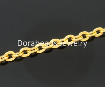DoreenBeads 10 M Zlatne boje Veza lanca Zaključaka 3x2,5 mm (B05599), yiwu