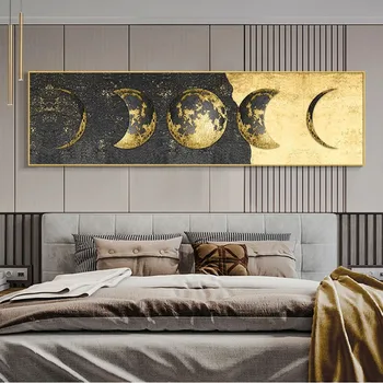 Faza Mjeseca Platnu Slikarstvo Zlatni Mjesec Zidni Umjetničke Plakati Grafike Velike Veličine Planet Solarni Zidne Slike za uređenje Dnevnog boravka Cuadros