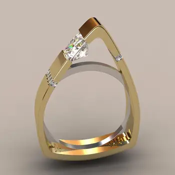 FDLK Jedinstveni Stil Malo Kristal Prsten Luksuzna Moda Boje Žutog Zlata Nakit Obećavaju Vjenčano Prstenje I žene