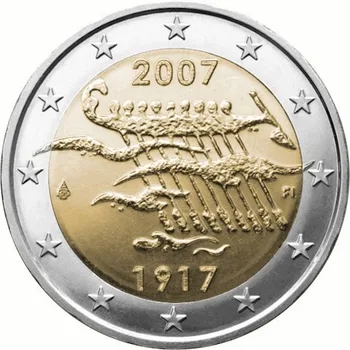 Finska 2007 90-godišnjicu nacionalnu neovisnost 2 Eurosunc Pravi Originalne Kovanice Valuta Kovanice Unc