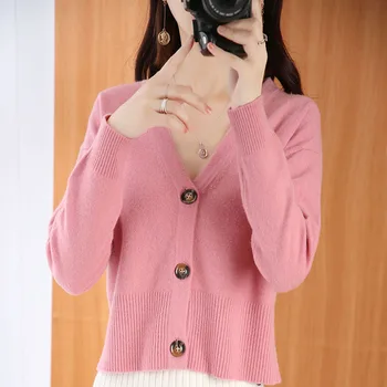 FRSEUCAG V-izrez u obliku vune kardigan funky slobodna вязаная kratka кофта s dugim rukavima košulja, džemper, jesenski i zimski ženska odjeća ženska