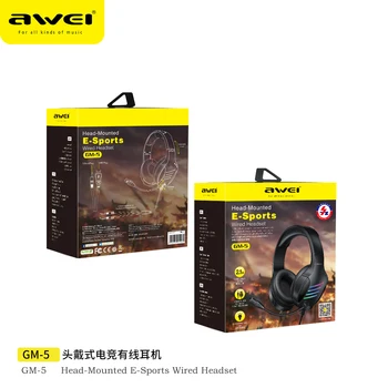 Gaming Slušalice AWEI GM-5 S Mikrofonom 7.1 Surround Zvuk HIFI Stereo Igra Ožičen Slušalice od 3,5 mm, USB-A Za PC, Prijenosno Računalo