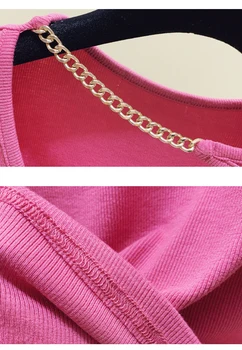Gkfnmt Kratke majice Выдалбливают Ženska majica dugi rukav Korejski хлопковая majica Jesen Zima Tanka majica Femme Pink Siva Bijela