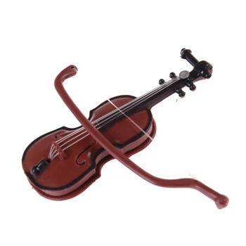 Glazbeni instrument DIY 1/12 Kuća Lutaka Drveni Violina sa držačem za kućište je od Plastike Mini-Violina lutkine Obrt