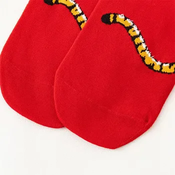 Godine Tigra Crvene Čarape Novi Natalni Godine Sretne Čarape Za muškarce i Žene Jesensko-zimske pamučne Čarape iz Crtića Kineskom Čarape 1 Par