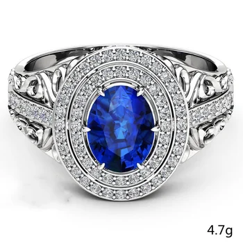 Gu Li Moderan Plavi Ovalni Crystal Cirkonij Zaručnički Prsten Za žene Donje Elegantan Vjenčanja Vjenčani Prsten Moderan Luksuzan Nakit