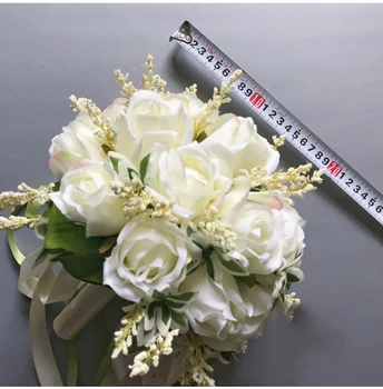 HIMSTORY Elegantne Ružičasta/Bijela/Šampanjac Ruže Cvijeće za Vjenčani Buket Umjetnih Vjenčani Buketi za Vjenčanje Pribor Boque Noiva
