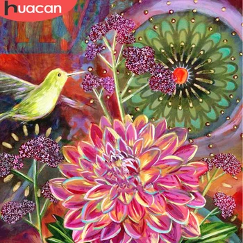 HUACAN 5D Diy Diamond Slikarstvo Cvijet Naljepnica Zid za Vez Mozaik Ptice Vez Križem Dijamant Umjetnost