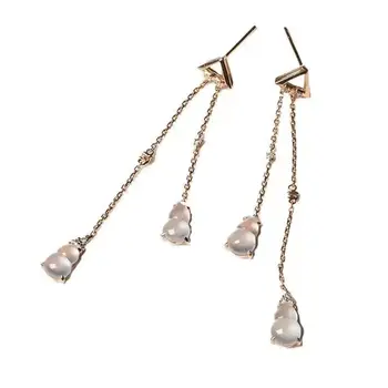 Inspiriran dizajn luksuzni elegantan ženski šarm srebrni nakit s umetak od prirodnog leda халцедона naušnice s кисточками