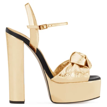 Izvorna namjera Elegantne ženske sandale na platformu s remenom na щиколотке Sandale na visoku petu Zlatno-srebrno lakirano kožne cipele Ženski Veličina 46