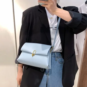 Jednostavan Dizajn Monotono torba preko ramena od umjetne kože za žene 2021 Ženski Modni brand Luksuzne Torbe na remenu i torbice