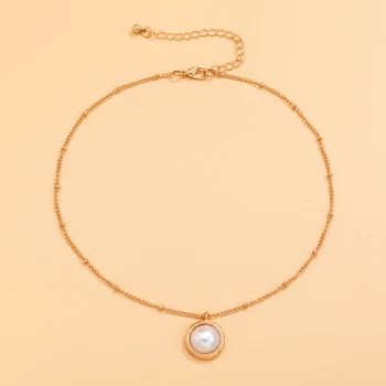 Jednostavno biserna ogrlica s ovjesom za žene Modni lanac zlatne boje s ovjesom Ogrlica 2022 Modni nakit za vrat Ženske pokloni