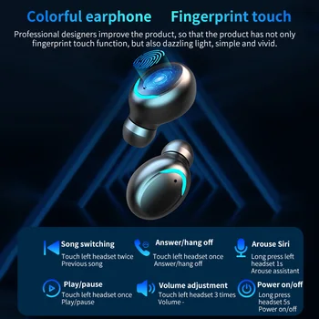 JFWEN F9 V5.0 Bluetooth 5,0 Slušalice TWS Dodirna slušalice s otiscima prstiju HiFi Stereo Slušalice Bežične slušalice za sport