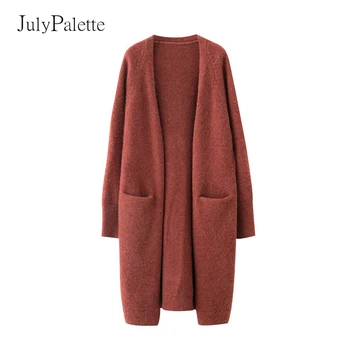 Julypalette Džemper dugački Kaput Ženske Korejski Slobodan 2021 Jesen pletene džemper srednje dužine debele Zimske jakne-cardigans