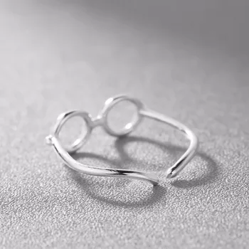 Kinitial Novi Geometrijski Križ Naočale Prsten za žene Podesive Veličine Beskonačno Prsten Jednostavan Prst Srebrna Boja Modni Nakit
