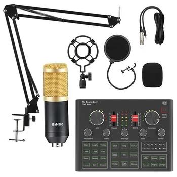 Kit kondenzatorski mikrofon BM800 sa Živom zvučnom karticom V9X PRO, za Računalne Karaoke studio, softvera za kodiranje smartphone